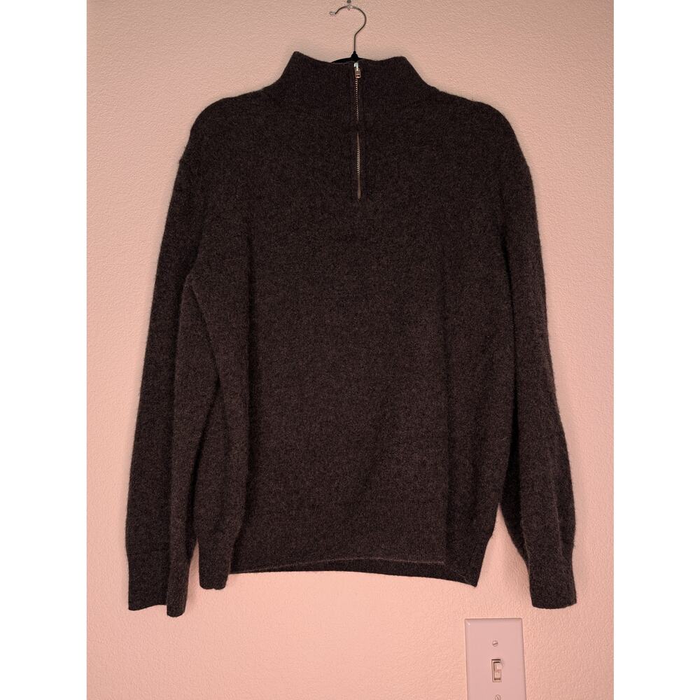 Quince 100% Mongolian Gray Women's Cashmere 1/4 Zip Sweater Soft Cozy Cottage